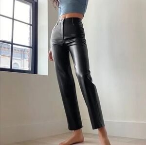 Aritzia The Melina Wilfred Size 4 Black Vegan Faux Leather High Rise Pants